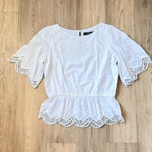 Ralph Lauren White Embroidered Blouse